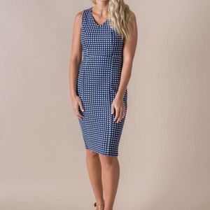 Pencil Dress - Navy Gingham